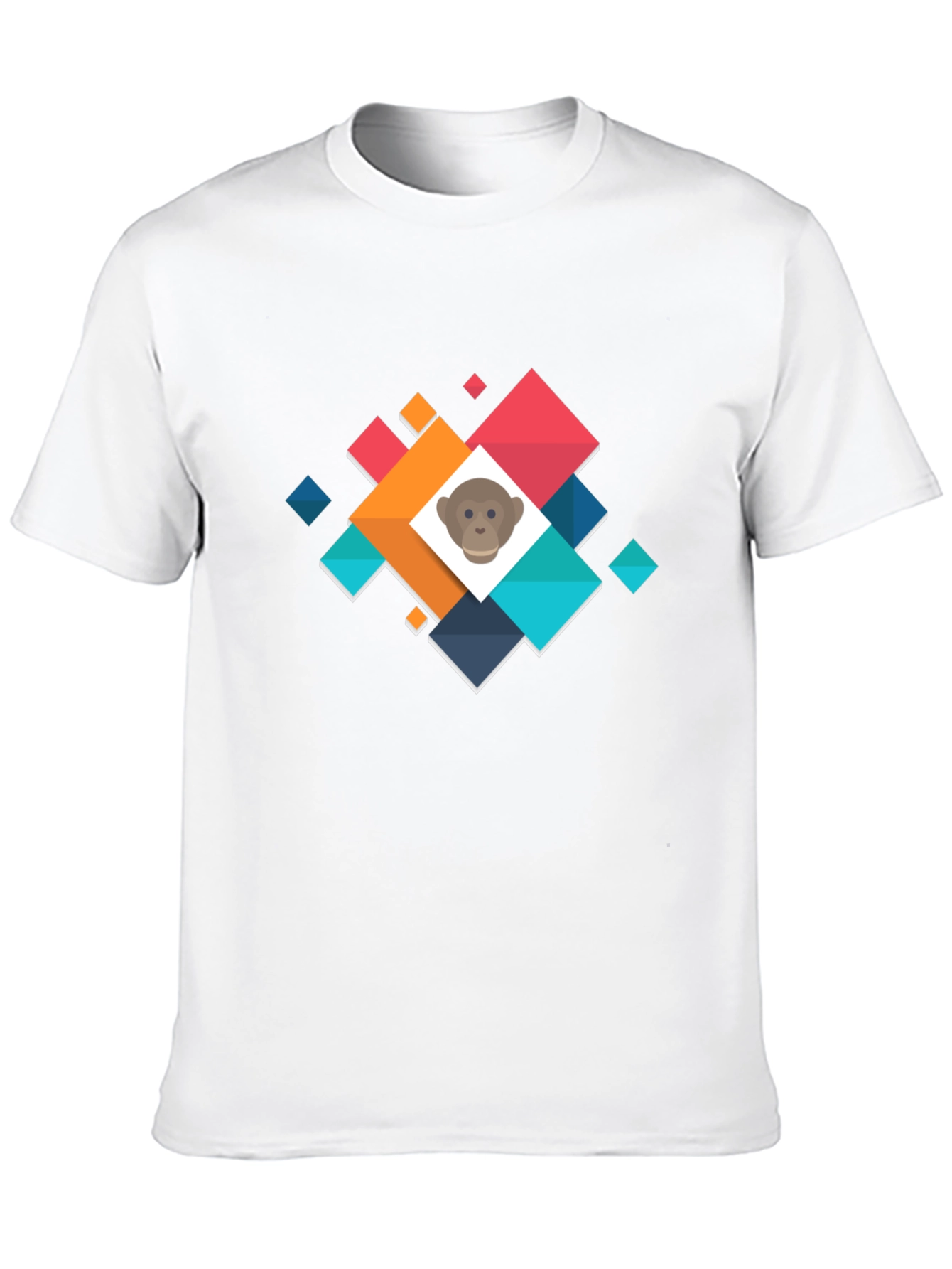 Geometric Monkey Face Graphic Black T-Shirt