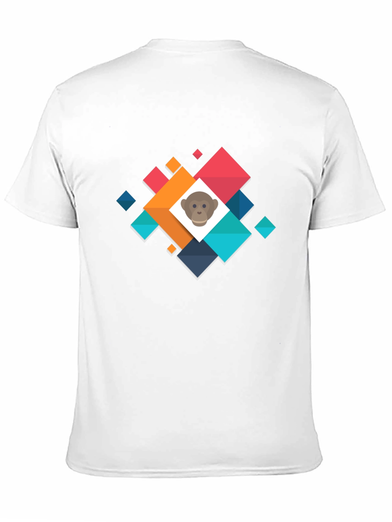 Geometric Monkey Face Graphic Black T-Shirt