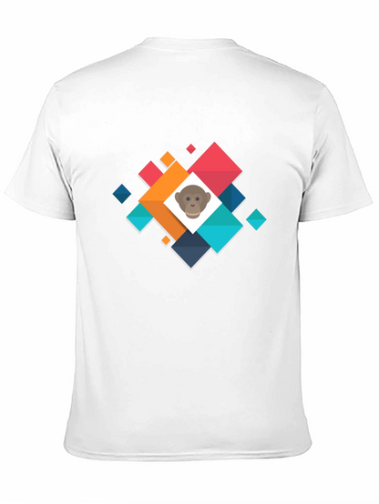 Geometric Monkey Face Graphic Black T-Shirt
