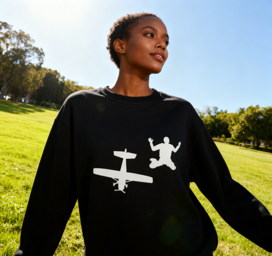 Plane vs. Giant Silhouette Graphic Casual Crewneck