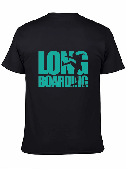 Longboarding Graphic Print Black T-Shirt
