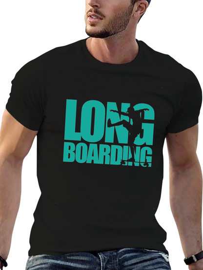 Longboarding Graphic Print Black T-Shirt