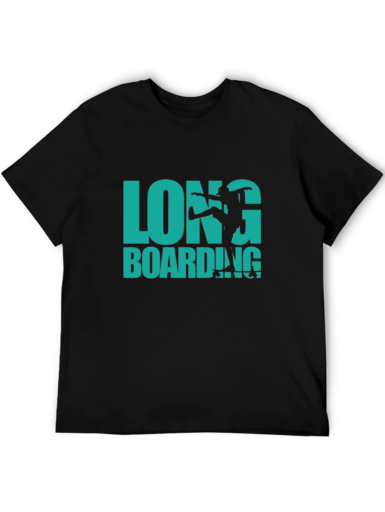 Longboarding Graphic Print Black T-Shirt