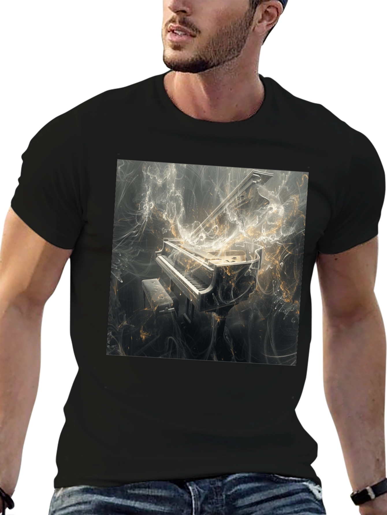 Piano Art Graphic Tee - Music Lover Fashion