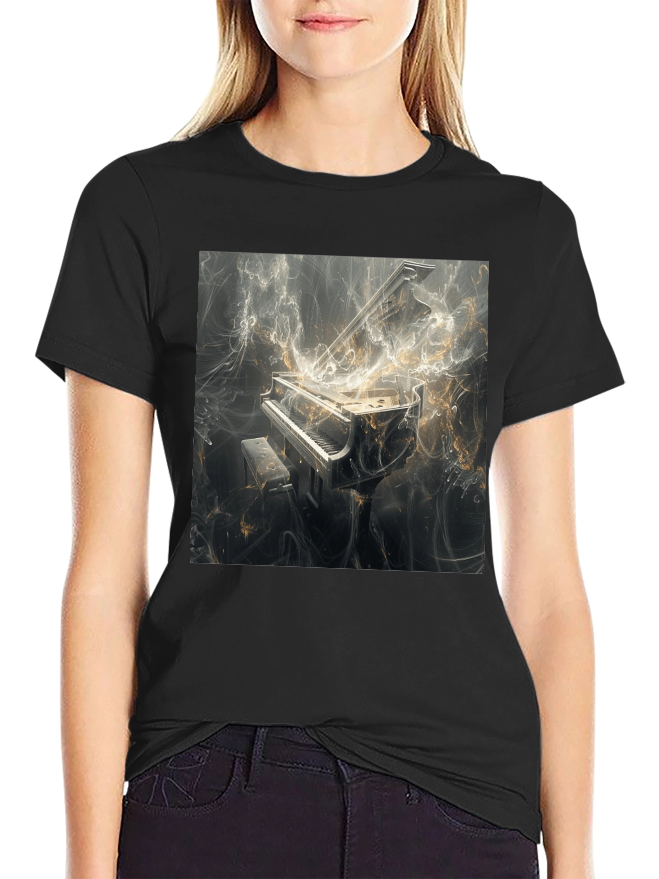 Piano Art Graphic Tee - Music Lover Fashion