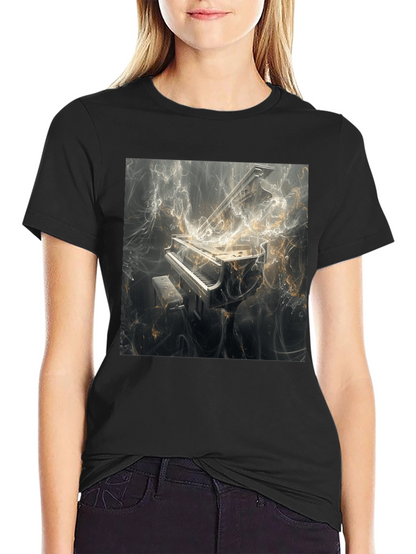 Piano Art Graphic Tee - Music Lover Fashion