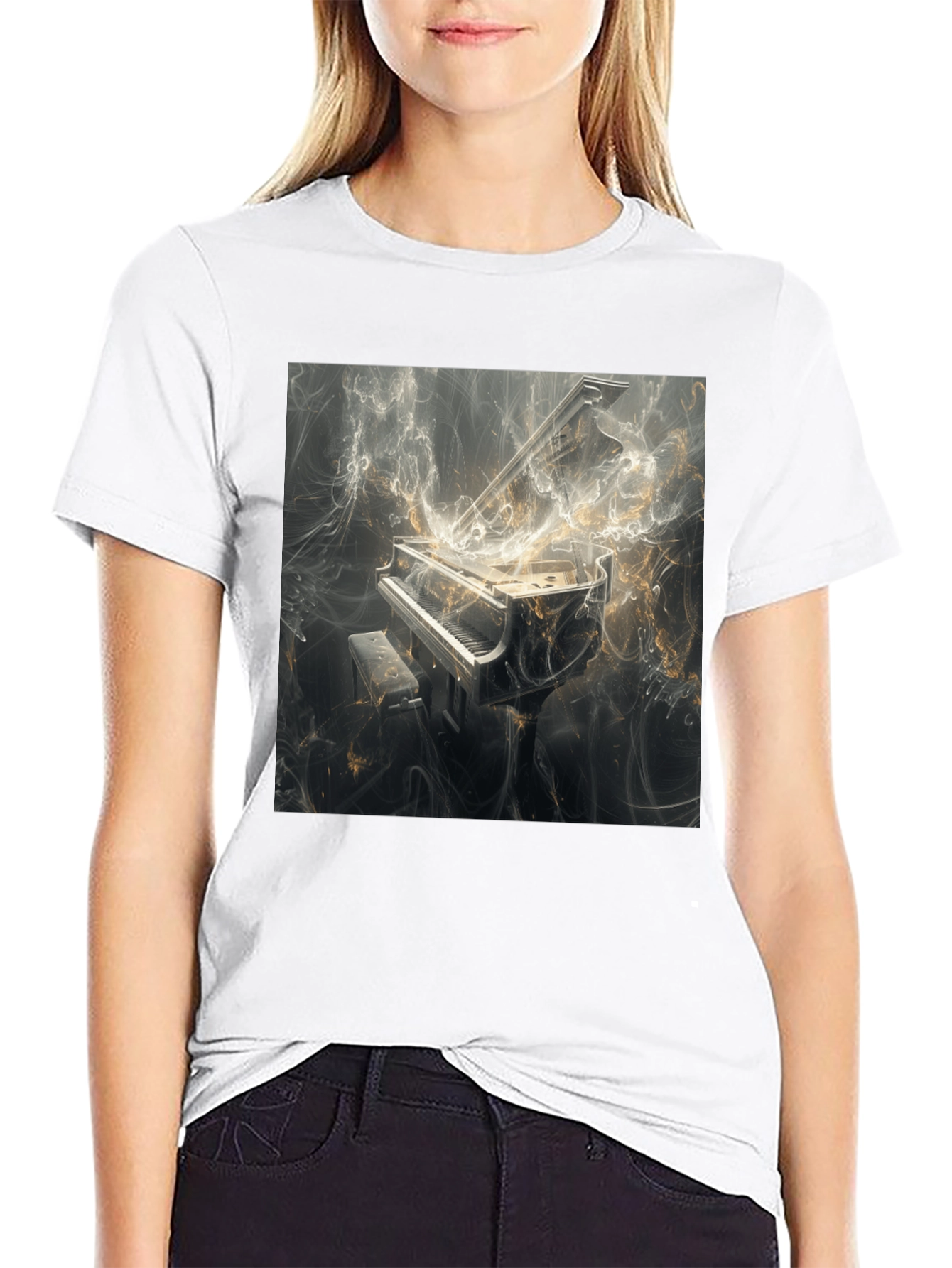 Piano Art Graphic Tee - Music Lover Fashion