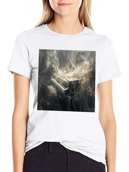 Piano Art Graphic Tee - Music Lover Fashion