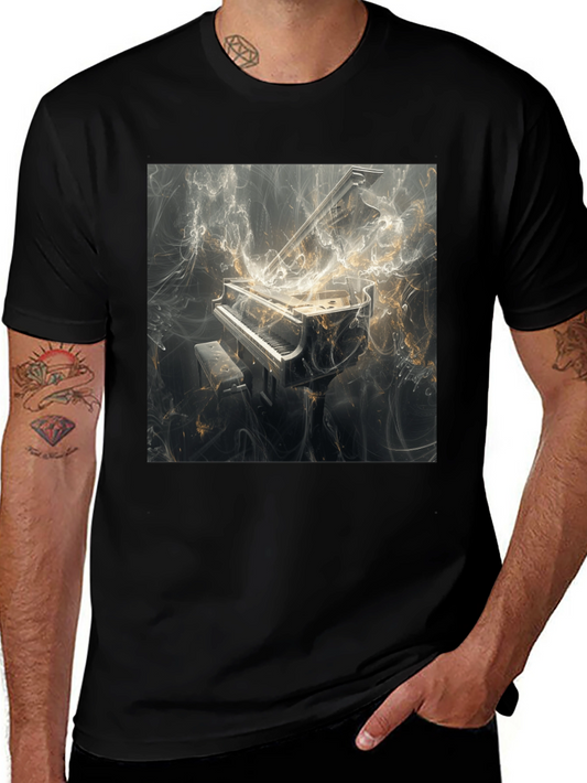 Piano Art Graphic Tee - Music Lover Fashion