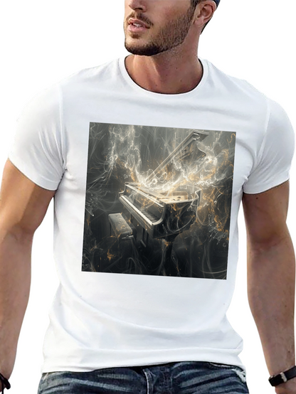 Piano Art Graphic Tee - Music Lover Fashion