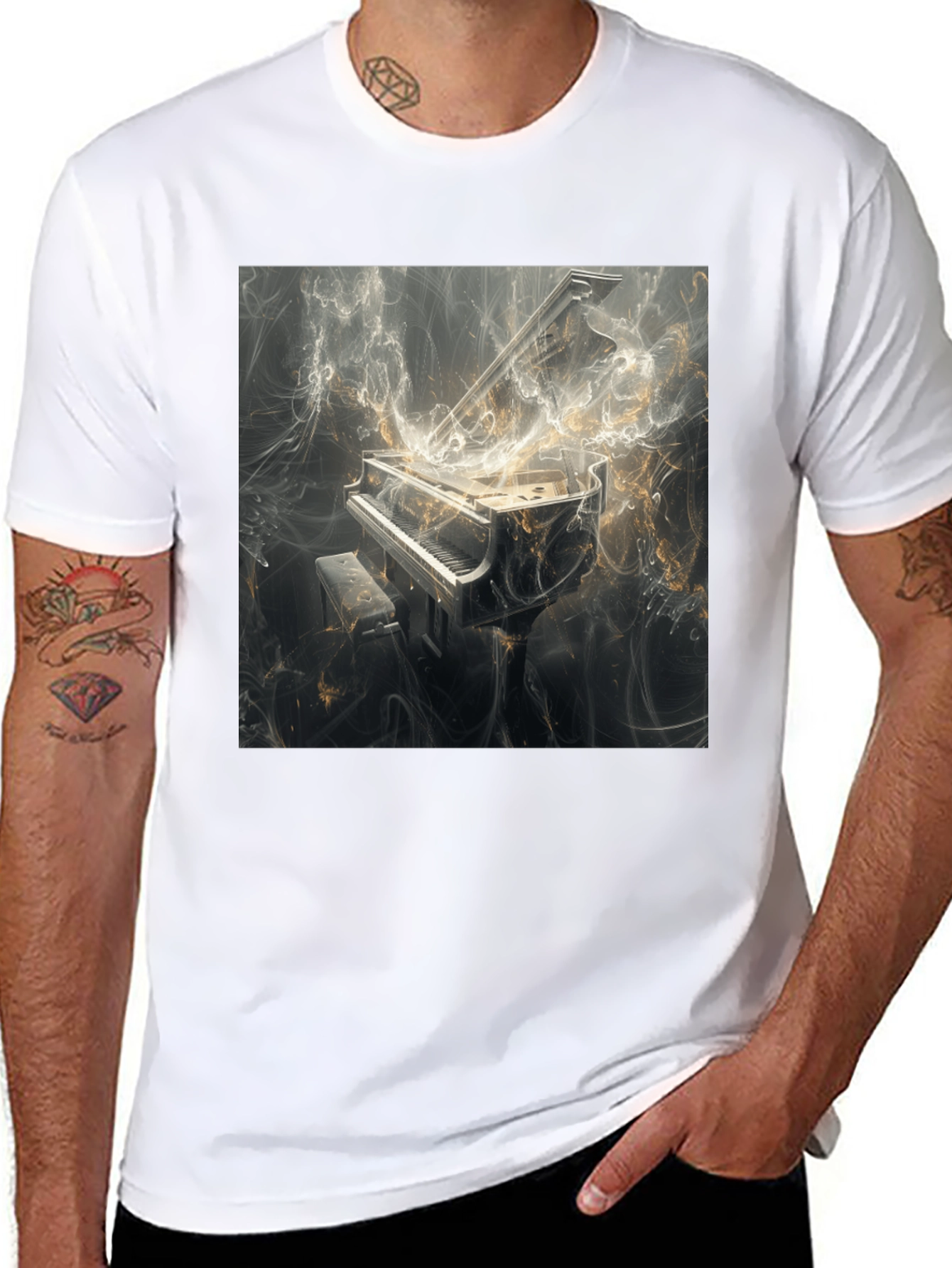 Piano Art Graphic Tee - Music Lover Fashion