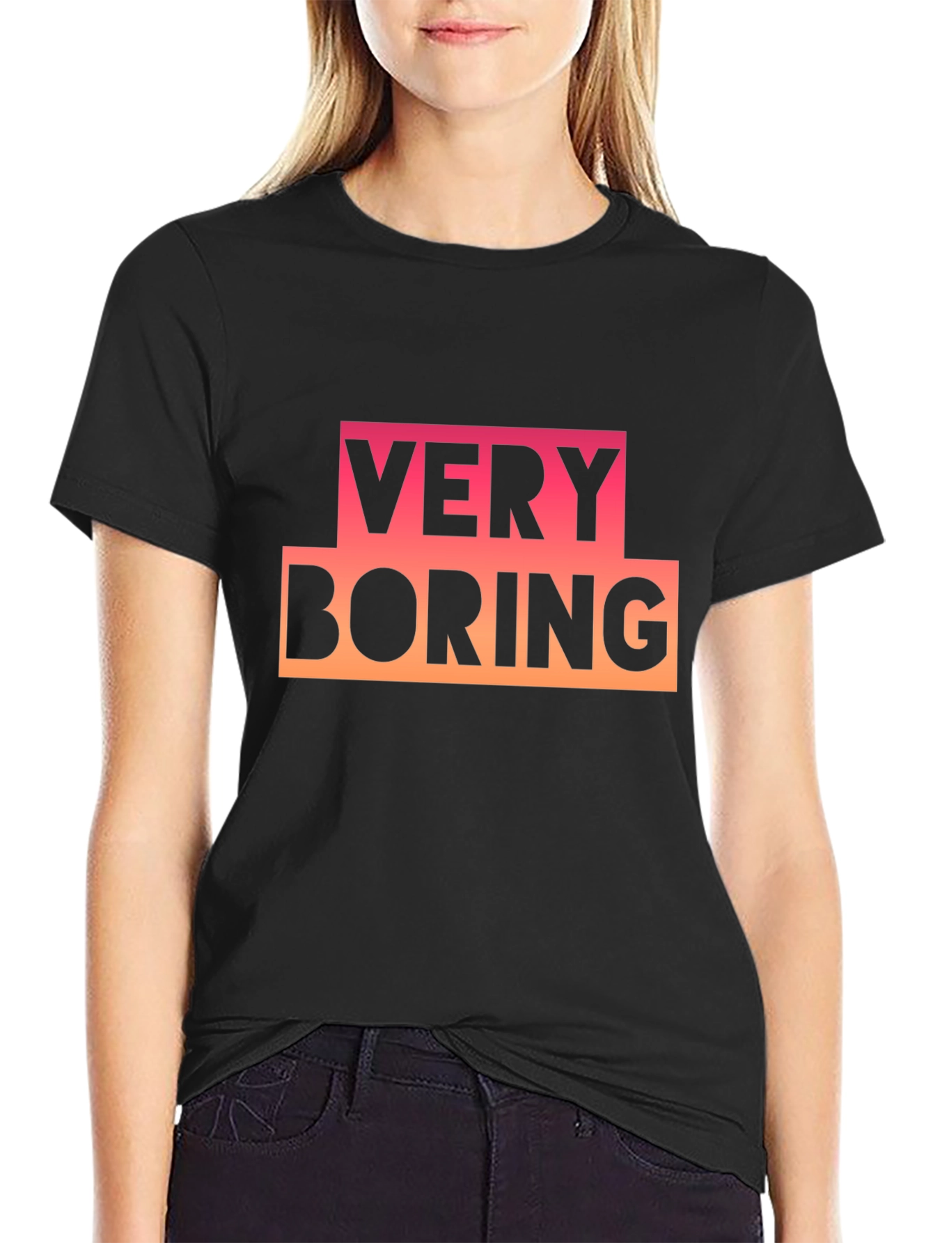 Very Boring Graphic Tee - Black Casual T-Shirt