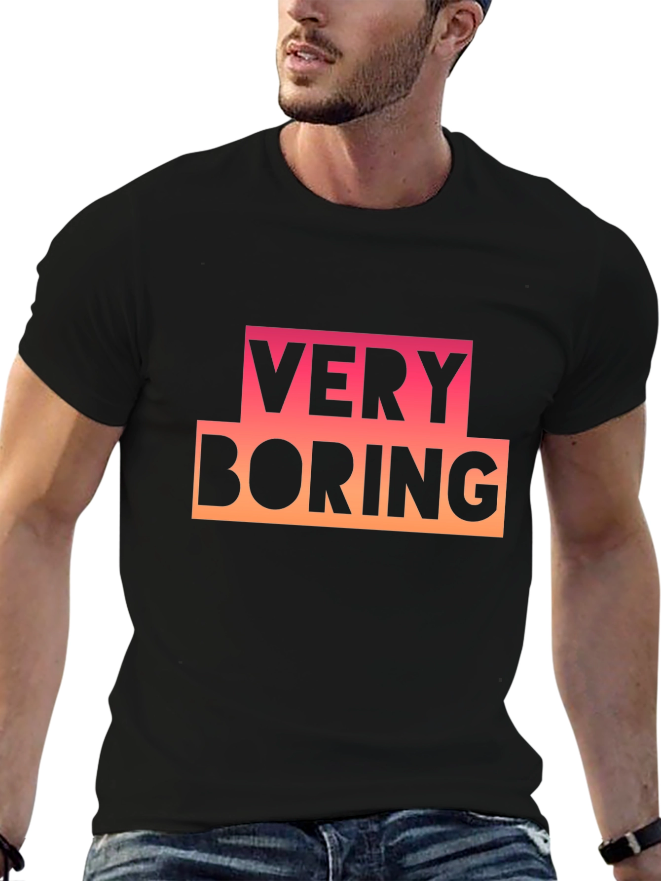 Very Boring Graphic Tee - Black Casual T-Shirt