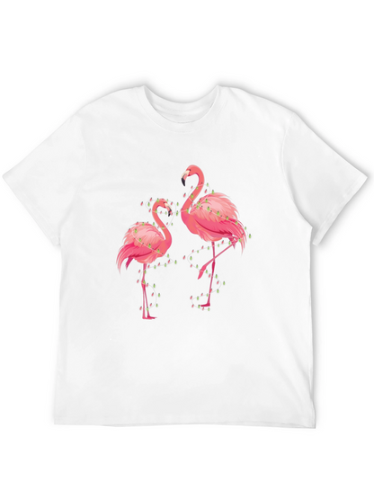 Flamingo Christmas Lights Graphic Tee - Black