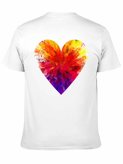 Geometric Heart Graphic Black T-Shirt