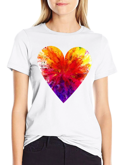 Geometric Heart Graphic Black T-Shirt
