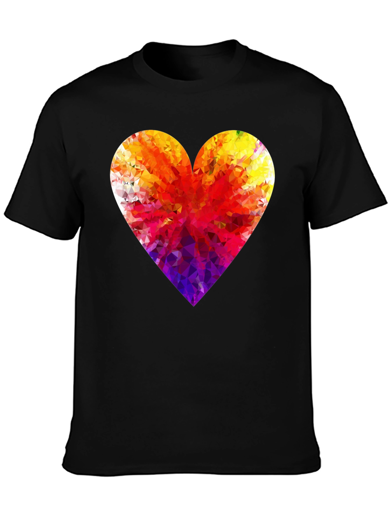 Geometric Heart Graphic Black T-Shirt