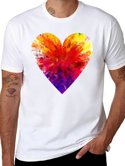 Geometric Heart Graphic Black T-Shirt