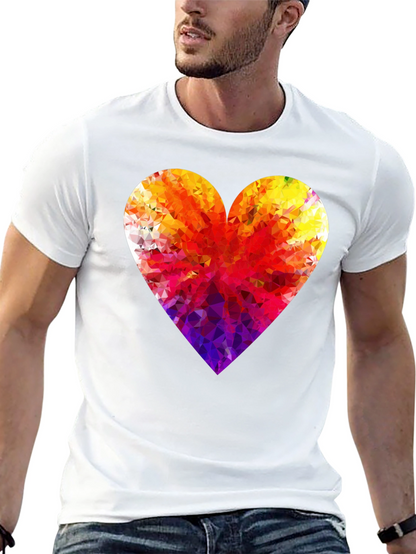 Geometric Heart Graphic Black T-Shirt