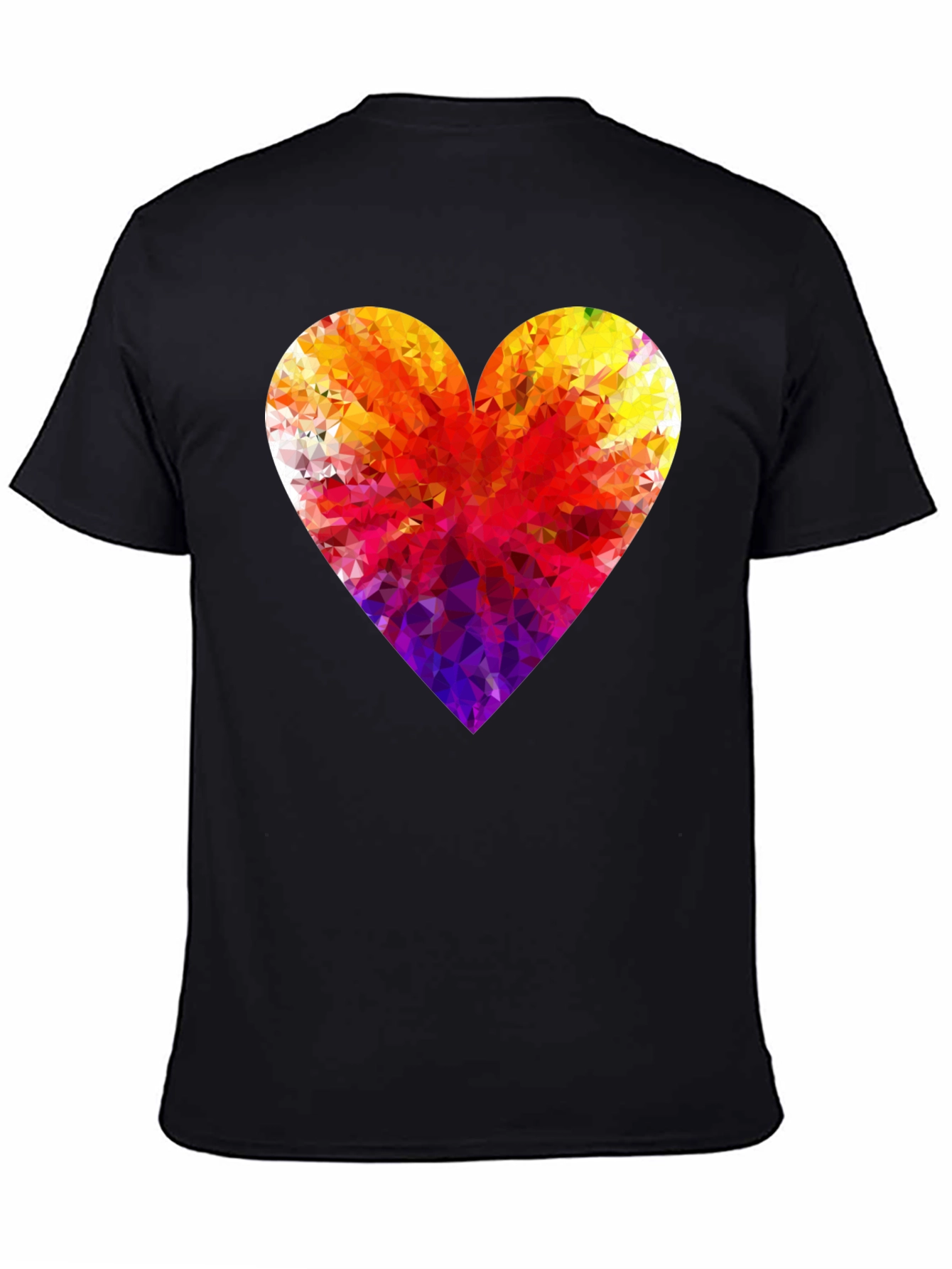 Geometric Heart Graphic Black T-Shirt