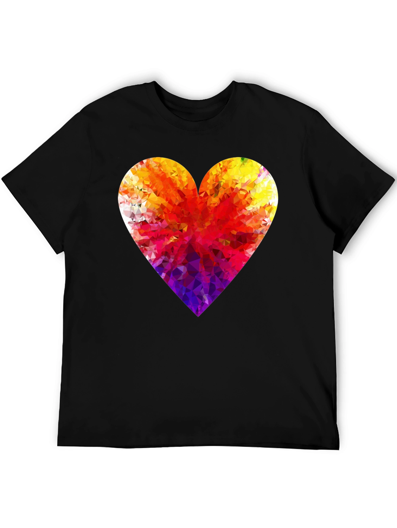 Geometric Heart Graphic Black T-Shirt