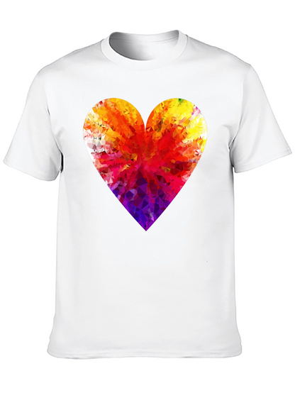 Geometric Heart Graphic Black T-Shirt
