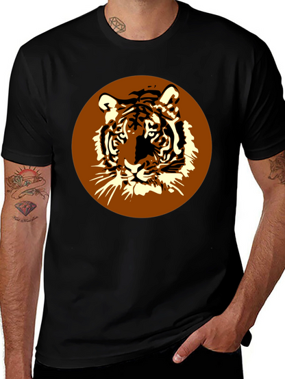 Tiger Graphic Print Mens Black T-Shirt