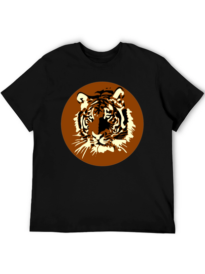 Tiger Graphic Print Mens Black T-Shirt