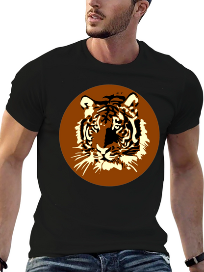 Tiger Graphic Print Mens Black T-Shirt