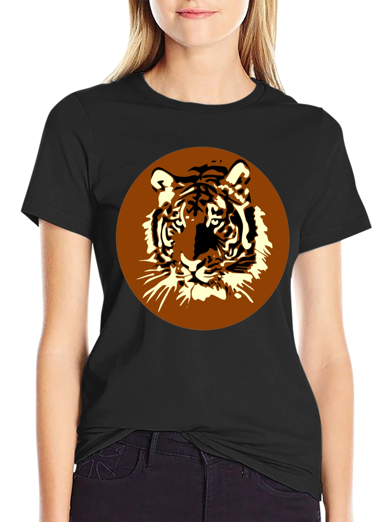 Tiger Graphic Print Mens Black T-Shirt