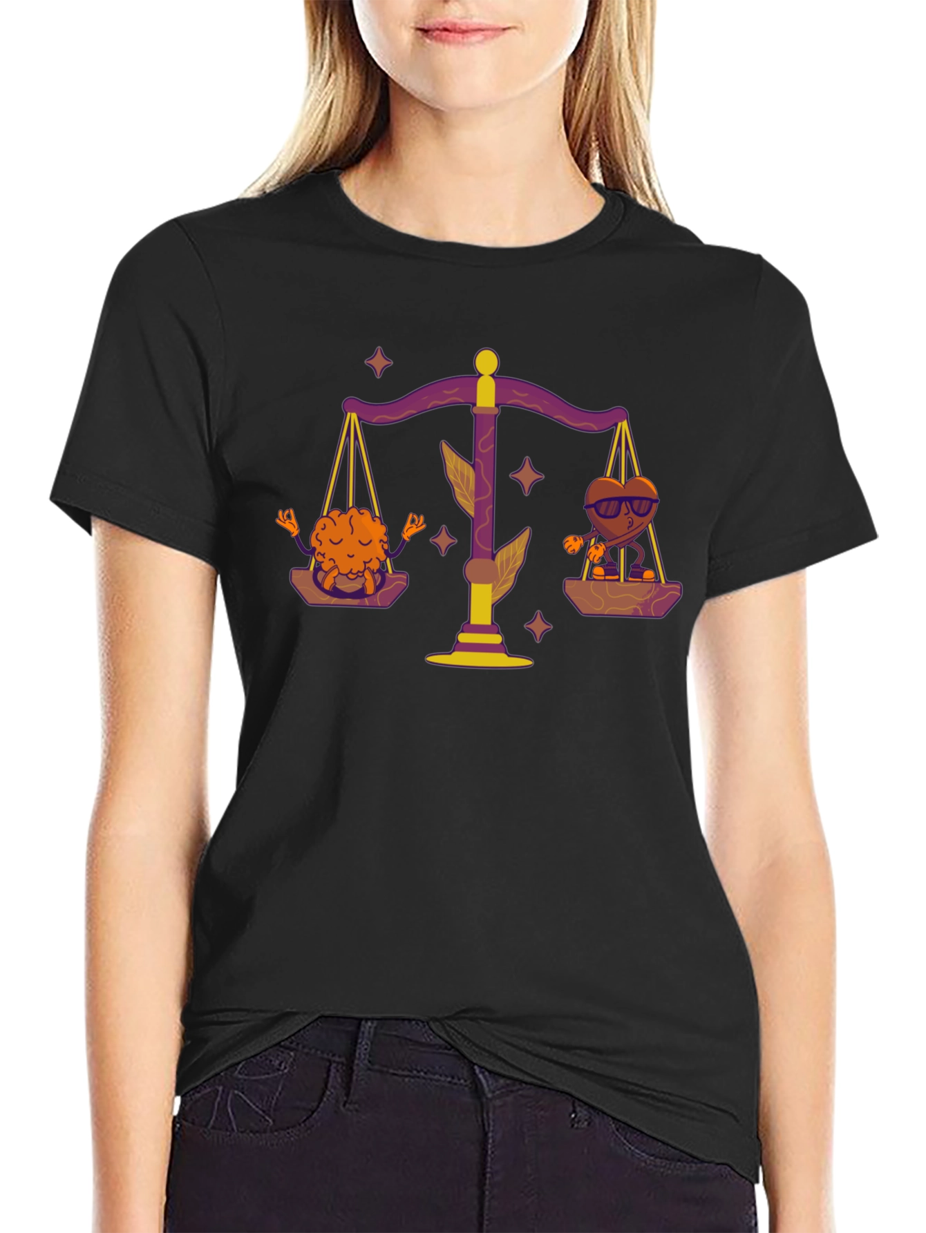 Balance Brain & Heart Tee - Black T-Shirt