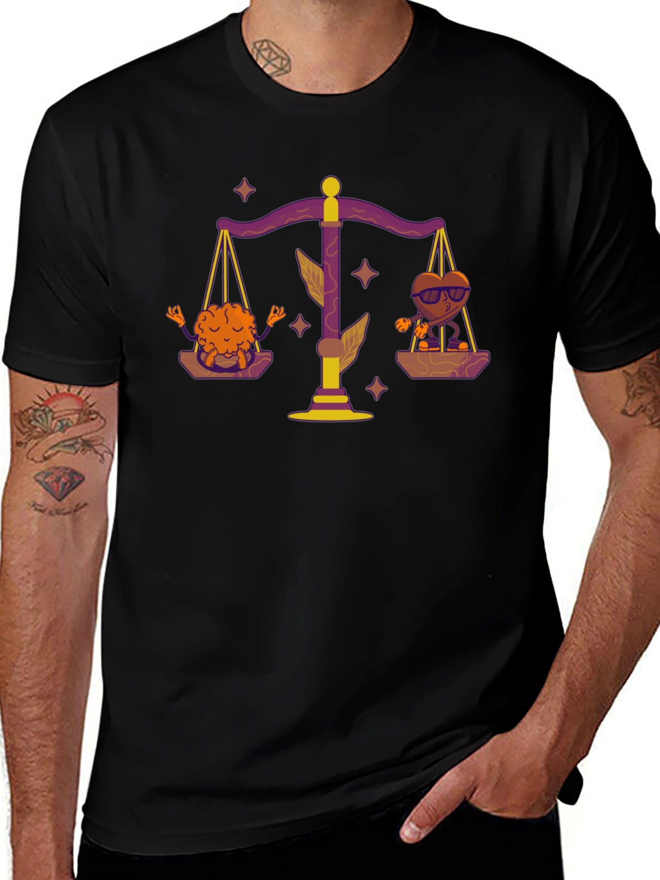 Balance Brain & Heart Tee - Black T-Shirt