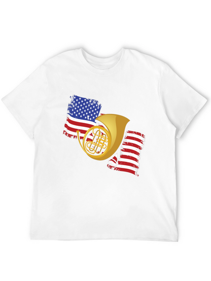 Patriotic French Horn Black T-Shirt