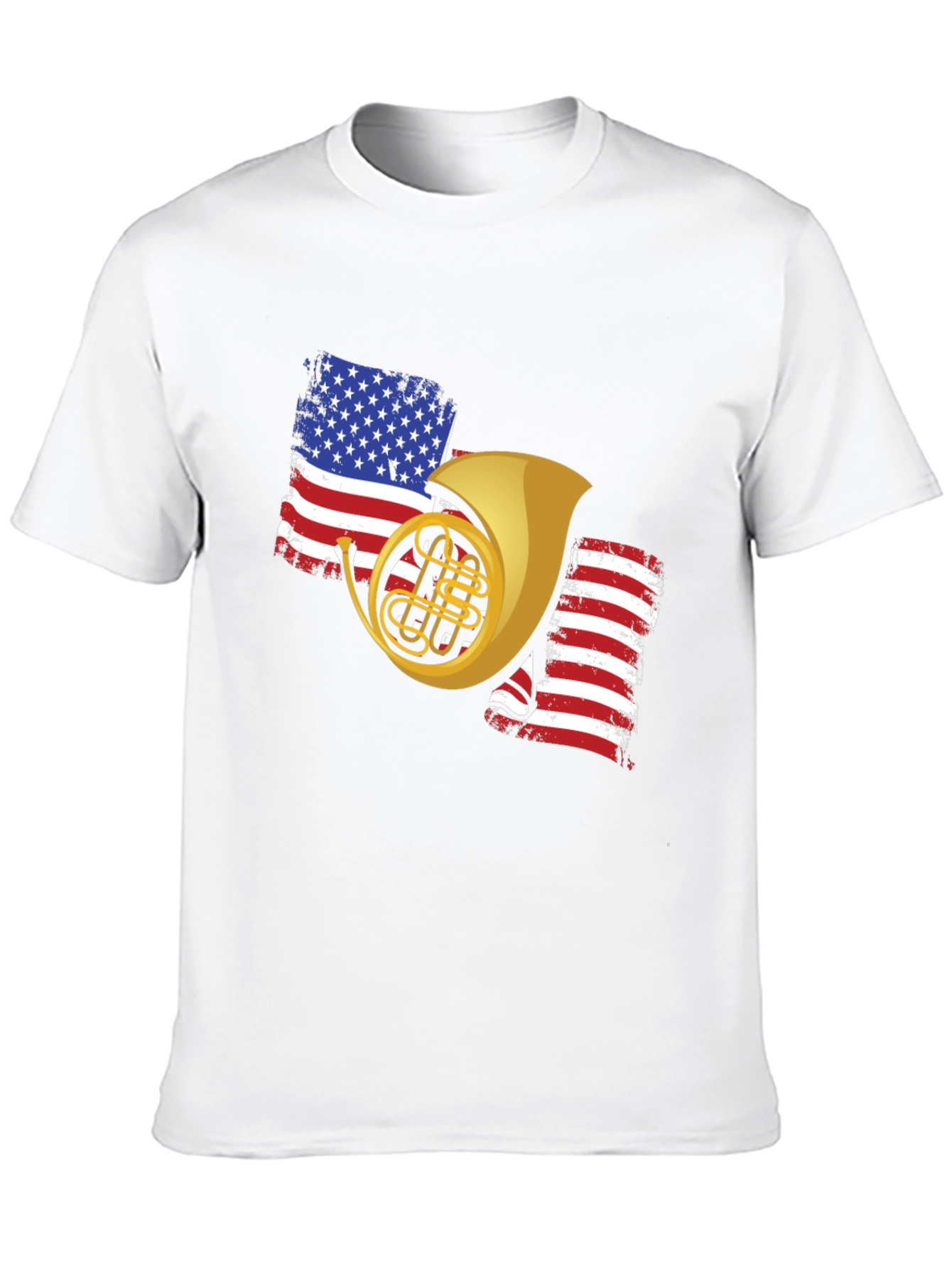 Patriotic French Horn Black T-Shirt