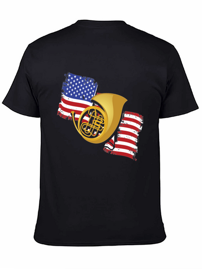 Patriotic French Horn Black T-Shirt