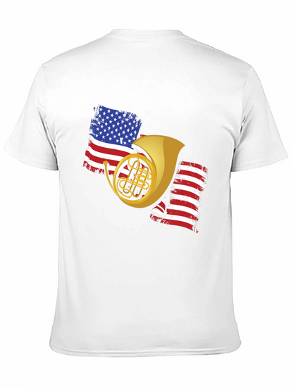 Patriotic French Horn Black T-Shirt