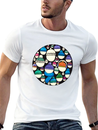 Whimsical Winter Hats Graphic Tee - Black