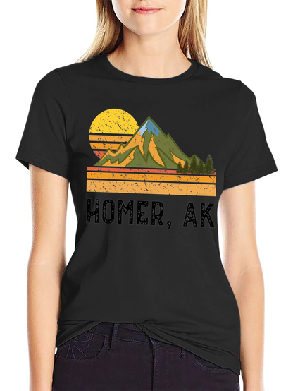 Homer AK Mountain Graphic Tee - Retro Style