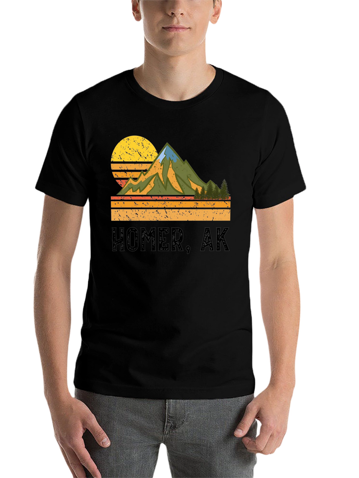 Homer AK Mountain Graphic Tee - Retro Style