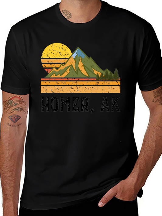 Homer AK Mountain Graphic Tee - Retro Style