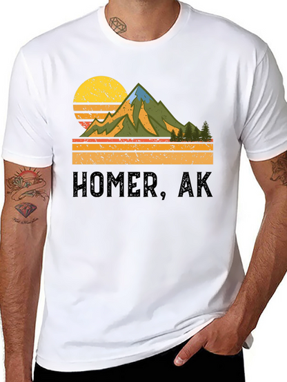 Homer AK Mountain Graphic Tee - Retro Style
