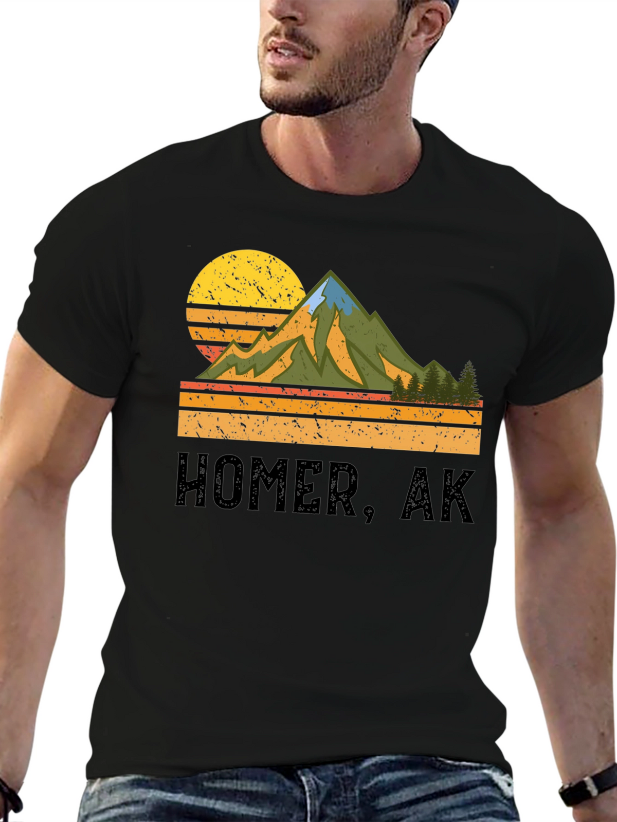 Homer AK Mountain Graphic Tee - Retro Style
