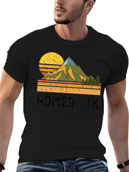 Homer AK Mountain Graphic Tee - Retro Style