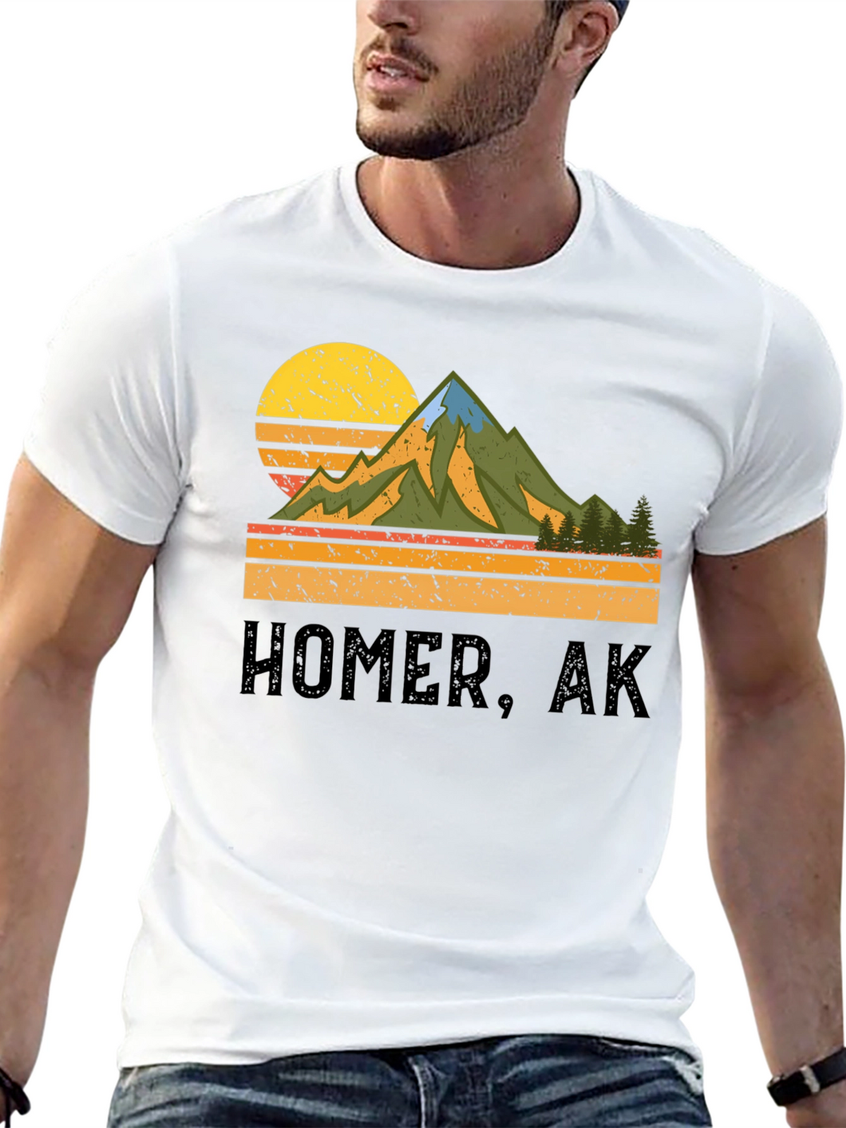 Homer AK Mountain Graphic Tee - Retro Style