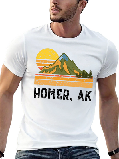 Homer AK Mountain Graphic Tee - Retro Style