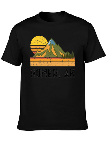 Homer AK Mountain Graphic Tee - Retro Style