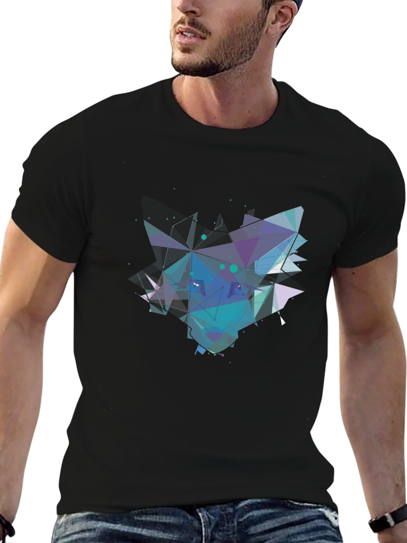 Abstract Geometric Mens Black T-Shirt
