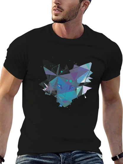 Abstract Geometric Mens Black T-Shirt