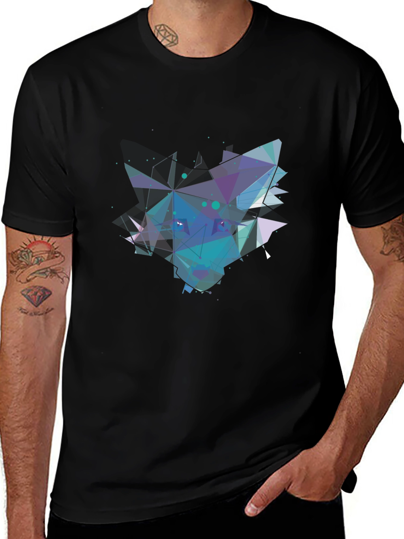 Abstract Geometric Mens Black T-Shirt