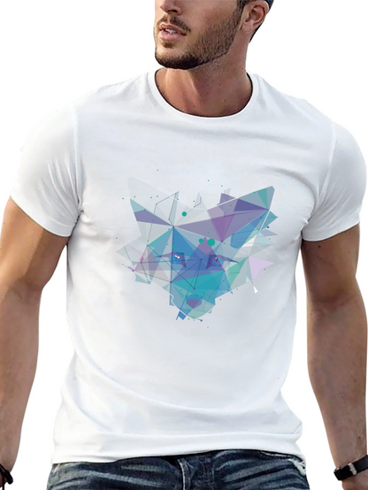 Abstract Geometric Mens Black T-Shirt